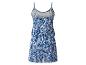 Dames korte jumpsuit met blauw-witte bladprint.