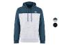 Tweekleurige herenhoodie in blauw en grijs met voorzak