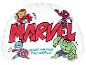 Kussen met superhelden: Iron Man, Spider-Man, Captain America en Hulk, met de tekst „BUSY SAVING THE WORLD”.