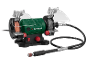 Tafelslijpmachine met flexibele as en accessoires voor precisiewerk.