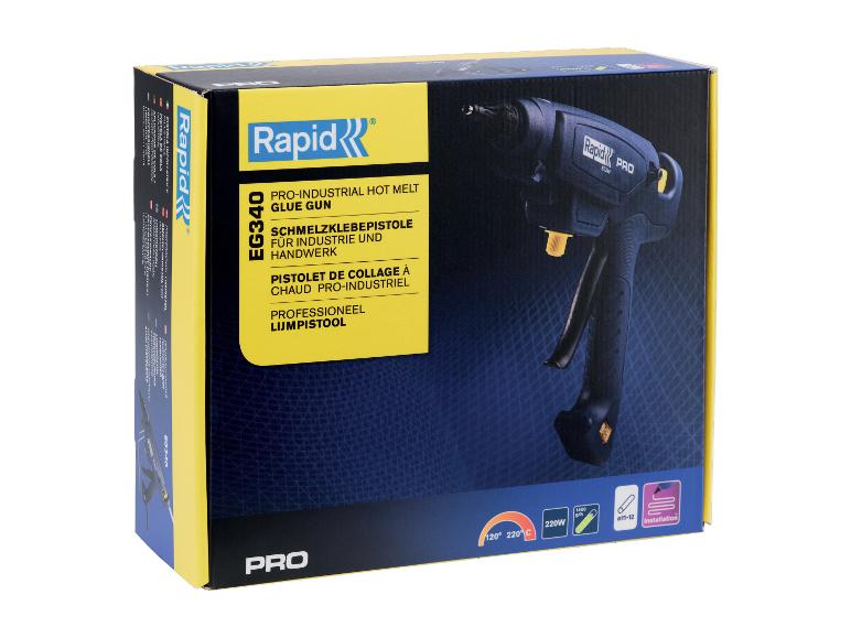 Rapid PRO EG340 hetelijmpistool, 220W, 120°-220°C, voor lijmsticks van 11-12 mm.