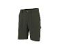 Donkergroene werkshorts met zijzakken en een knoop op de tailleband.
