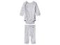 Grijze geribbelde baby romper en broek.