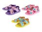 Drie paar kindersandalen met verschillende prints: Paw Patrol, Disney prinsessen en My Little Pony.