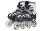 Een paar zwarte inline skates van Apollo met grijze details.