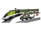 LEGO trein met groene hoge snelheidstrein en perron.