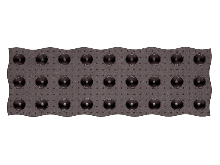 Geluidssysteem met 30 geïntegreerde luidsprekers.