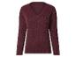 Bordeauxrode kabelgebreide V-hals trui met lange mouwen