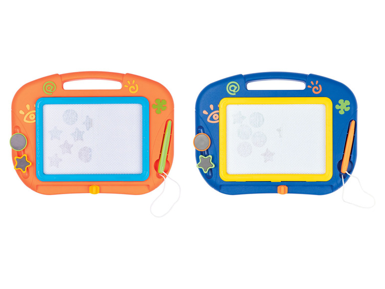 Twee kleurrijke magnetische tekenborden voor kinderen.