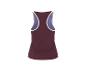 Dames bordeauxrode sporttop met paarse inzetstukken, achteraanzicht.