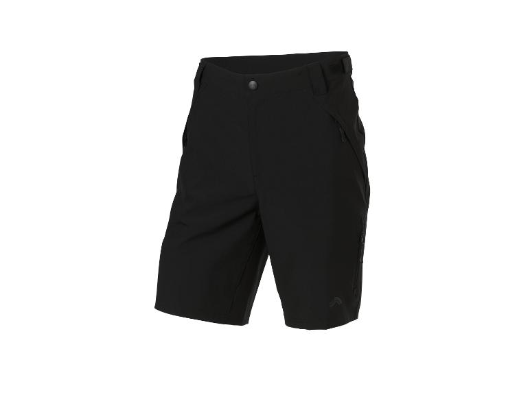 Zwarte fietsbroek met ritszakken en verstelbare taille.