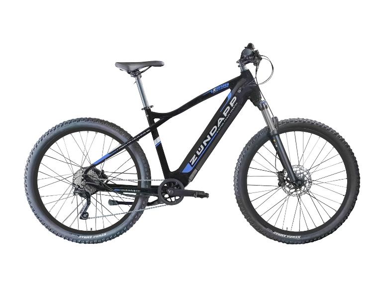 Zündapp Z12898 elektrische fiets, zwart met blauwe details.