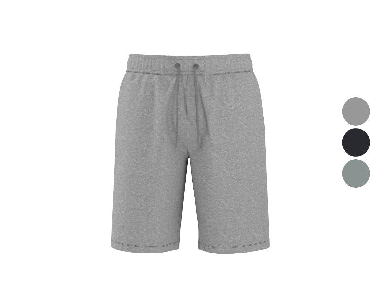 Grijze sweatshorts met verstelbaar trekkoord, met zwarte en grijze kleurstalen.