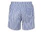 Blauw-wit gestreepte shorts.