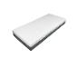 Een wit matras met grijze en groene details.