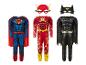 Superman, Flash en Batman kostuums met maskers voor kinderen.