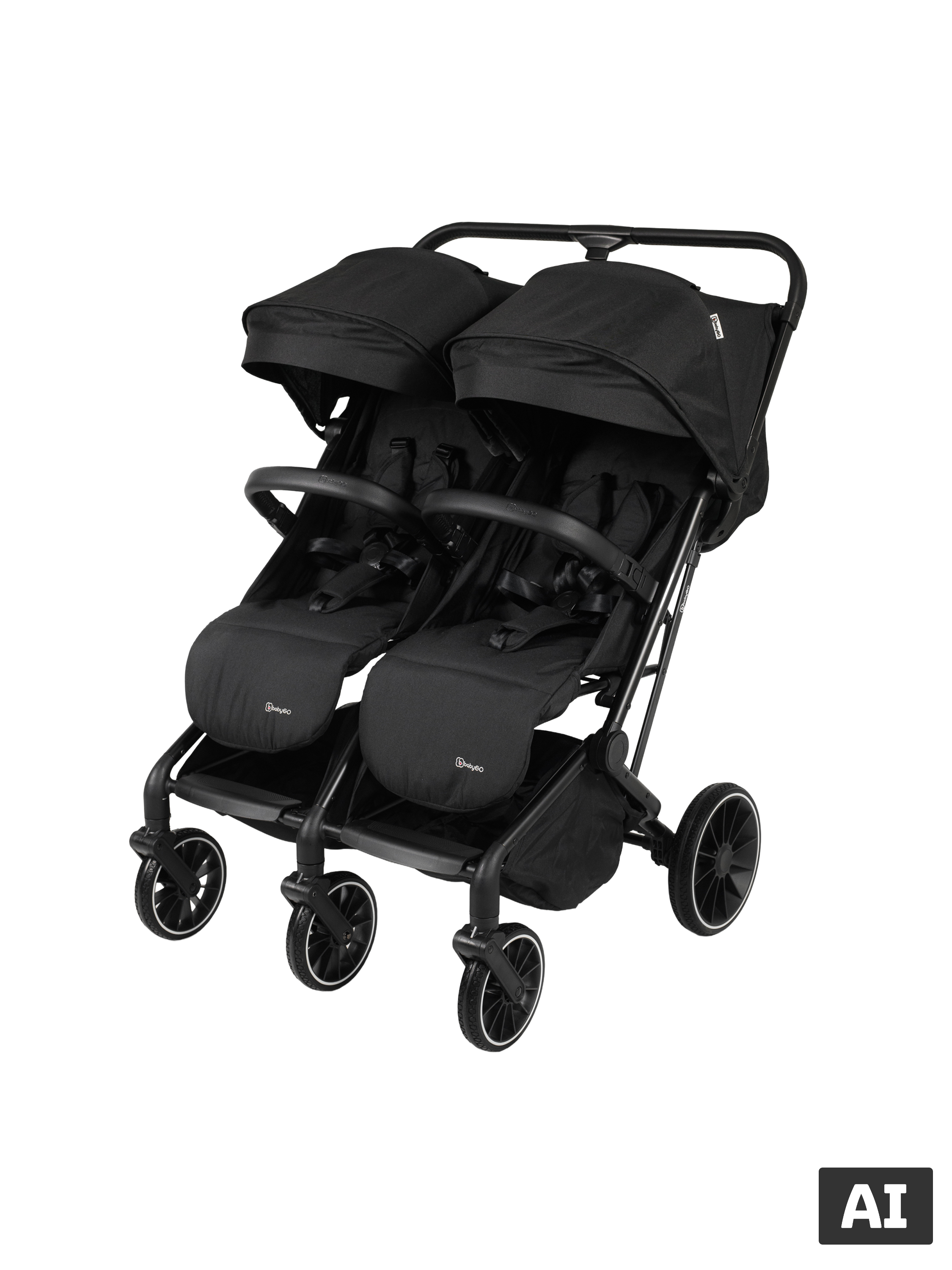 BABYGO Duo kinderwagen GO Twice Black, tot 2x 22 kg