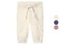 Crèmekleurige mousseline broek met trekkoord en elastische boorden, met extra kleuropties.