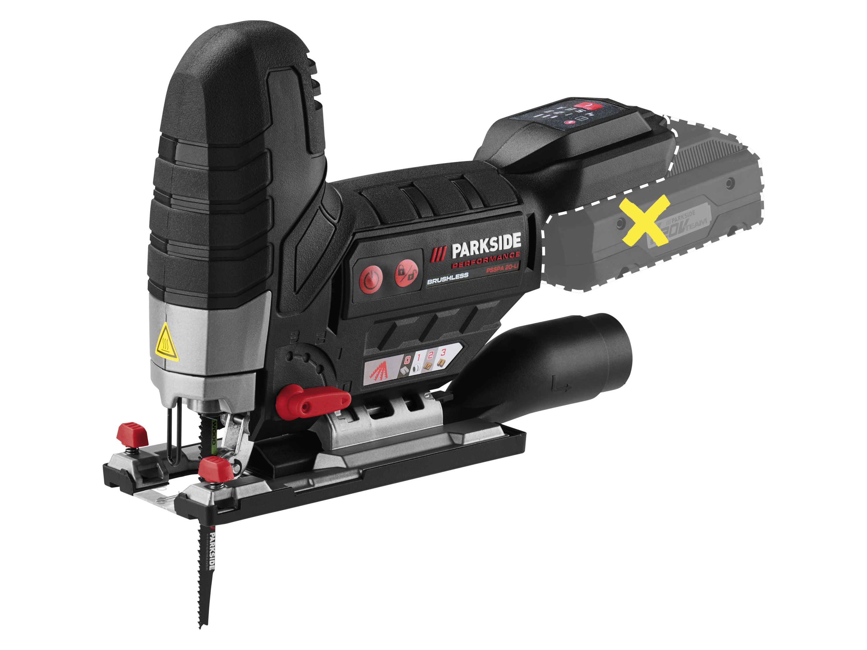 PARKSIDE PERFORMANCE Accu-decoupeerzaag 20 V zonder accu en lader afbeelding