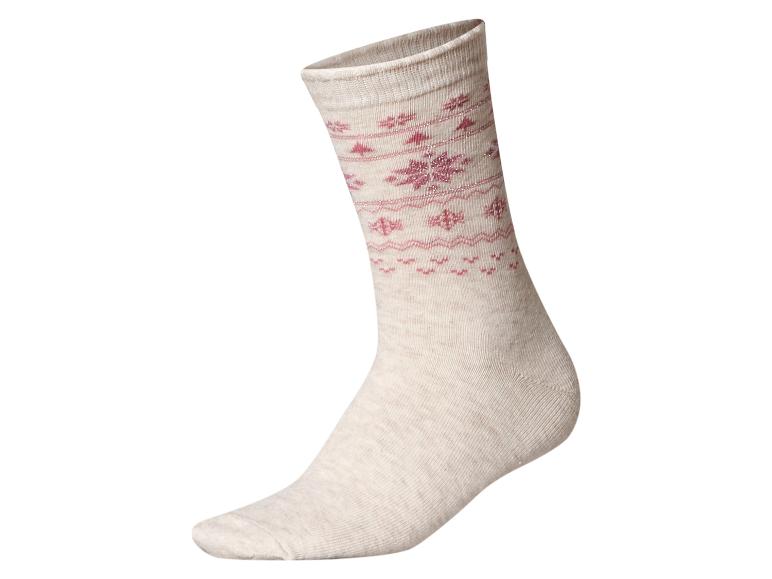 Lichtbeige sok met roze fair isle patroon