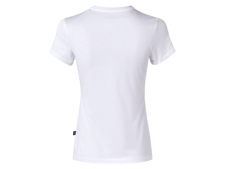 Achterkant van een wit dames t-shirt.