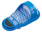 Blauwe voetenschrobber met witte borstels.