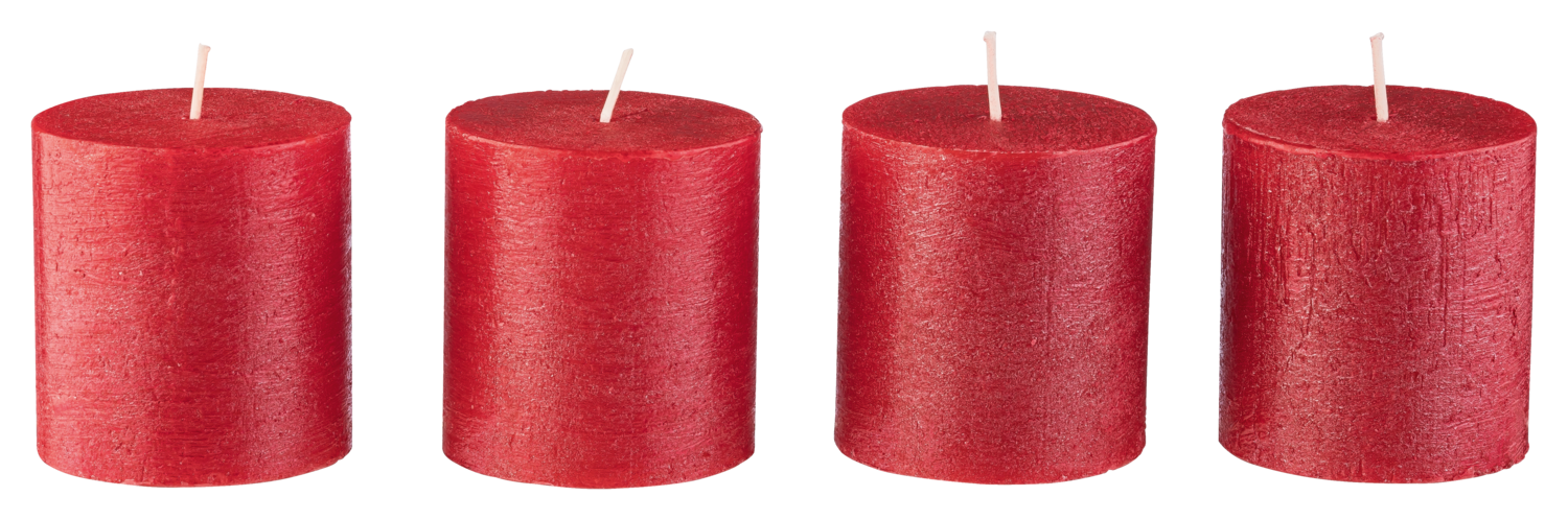 LIVARNO Stompkaarsen, 4 stuks (Rood)