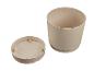 Beige plastic bloempot met schotel, bovenaanzicht