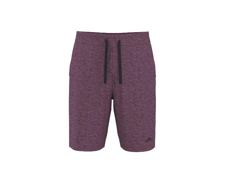 Heren paarse melange sportshorts met zwart trekkoord