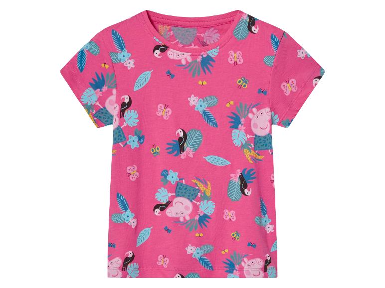 Roze Peppa Pig t-shirt met toekans en tropische print.