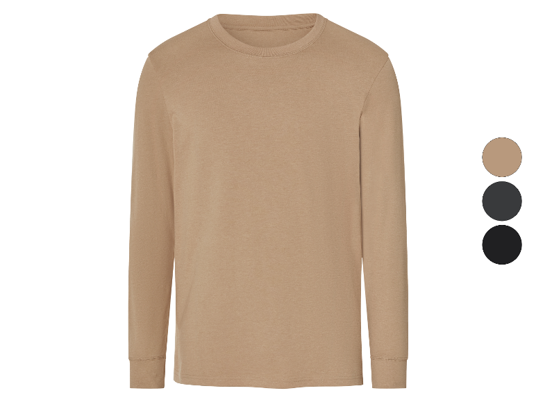 Lang mouw t-shirt in beige, zwart en donkerbeige.