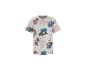Wit kinder-T-shirt met cartoonhonden en kleurrijke schilden.