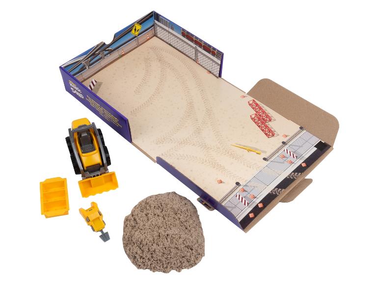 Bouwplaats speelset met kinetisch zand, graafmachine en accessoires.