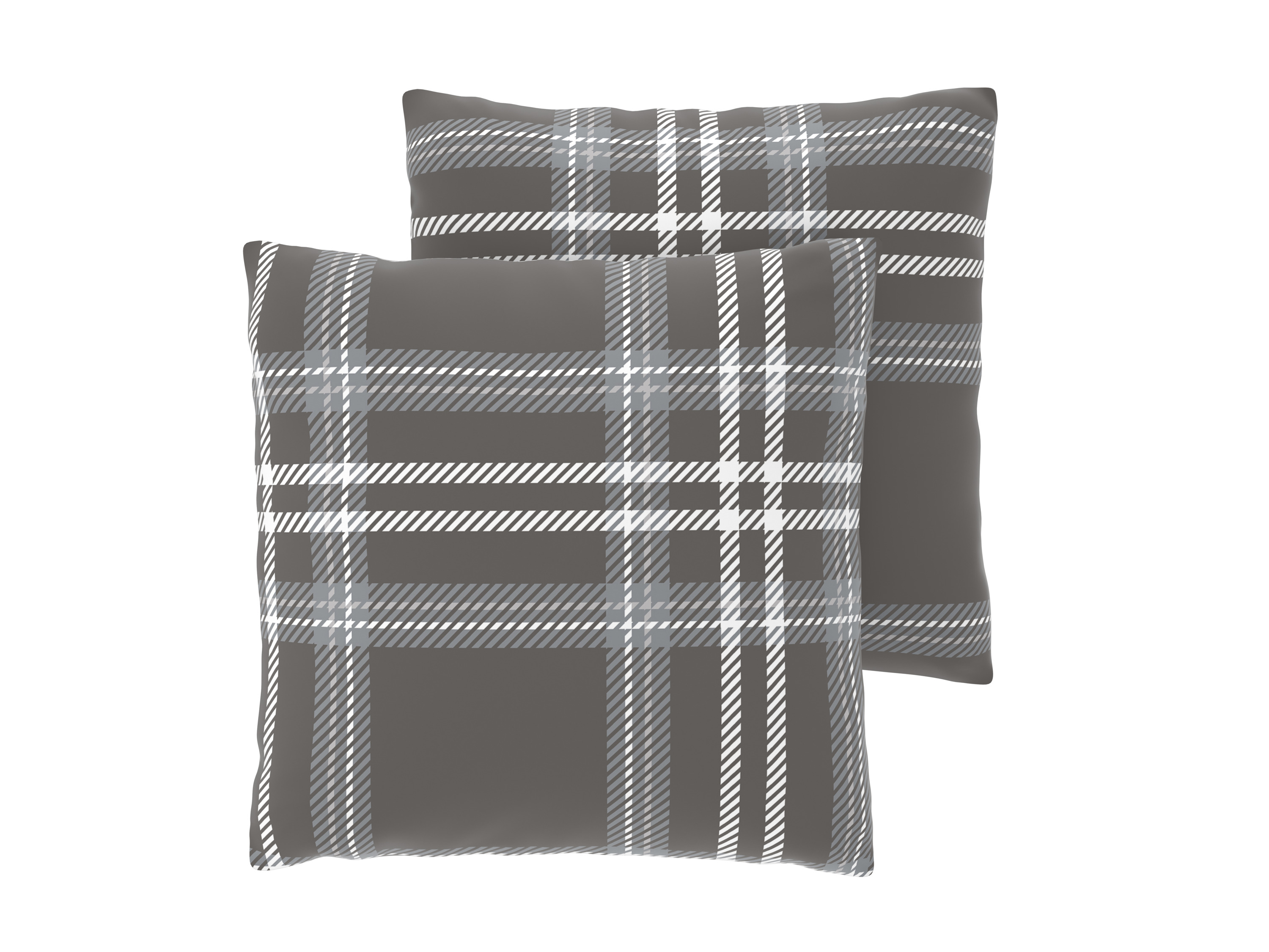 LIVARNO Set van 2 kussenslopen 50 x 60 cm (Grijs/geruit)