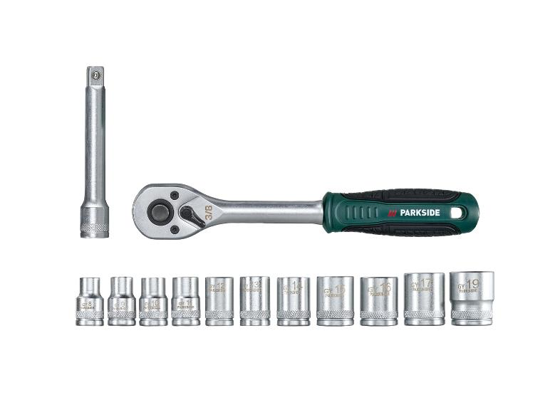 Parkside dopsleutelset met ratel en verlengstuk.