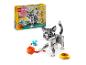 LEGO Creator 3-in-1 set met een kat, een muis en een voerbak.