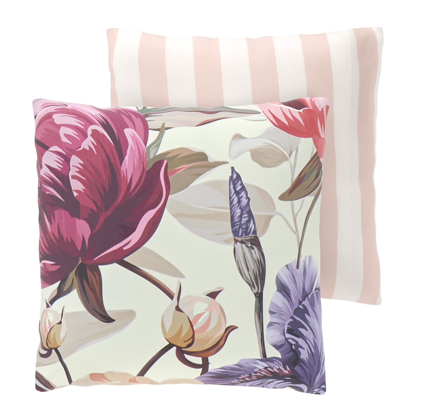 LIVARNO Polyester satijn kussenslopen, 50 x 60 cm, set van 2 (Bloemen/wit)