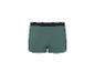 Groene boxershort met zwarte elastische tailleband en witte strepen.