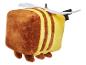 Minecraft bij knuffel met bruin en geel lichaam, witte vleugels en zwarte antennes.