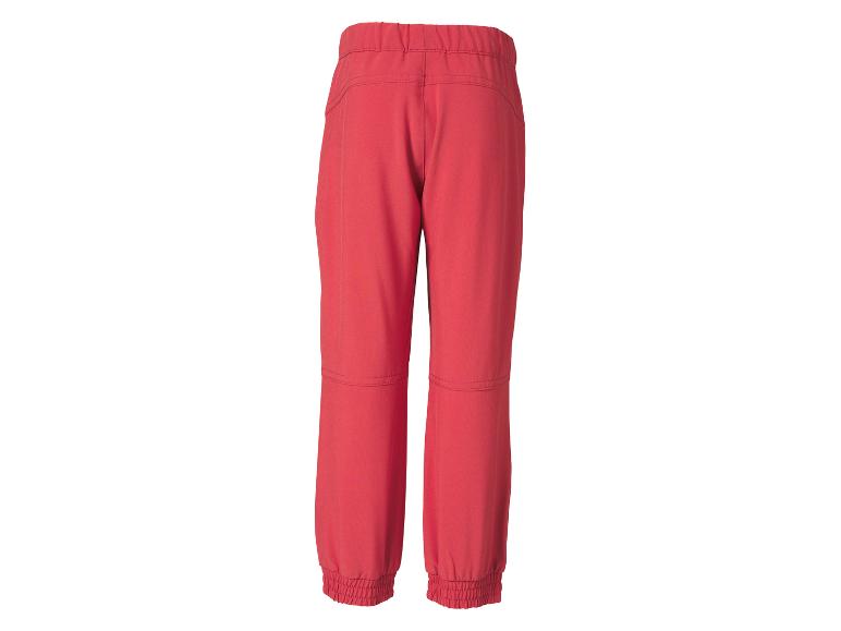 Rode kinderbroek met elastische tailleband en boorden bij de enkels, achteraanzicht