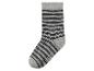 Grijs-zwart gestreepte sok met maat 27-30 op de zijkant