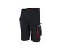 Zwarte werkshorts met rode details en zijzakken.