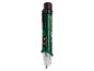 Groene contactloze spanningstester met rode knoppen en zwarte clip.