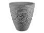 Grijze bloempot met gestructureerd oppervlak