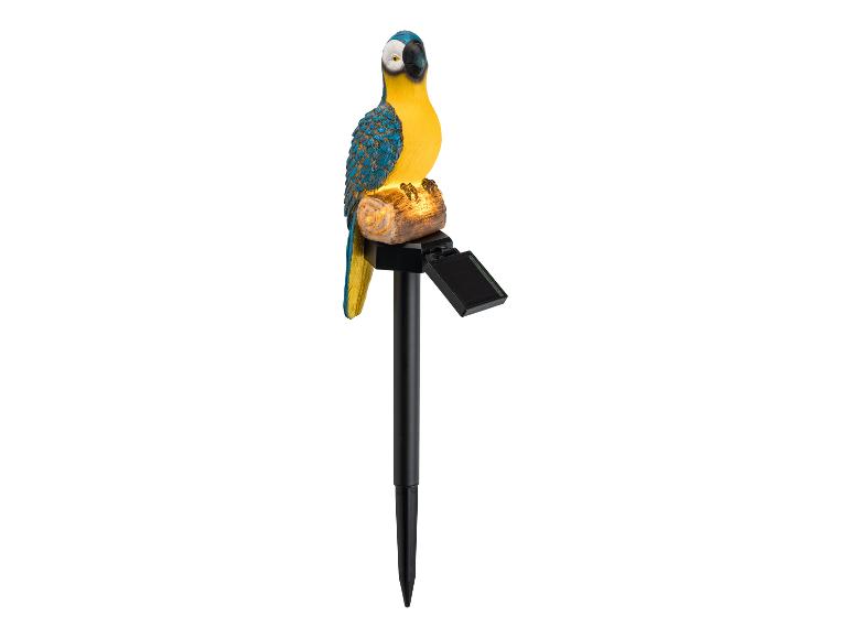 Solar tuinpaal met een oplichtende papegaai figuur.
