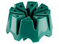 Groene plastic plantenstandaard met zes poten.