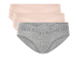 ESMARA® damesslips, set van 3, in grijs en lichtroze met een gekruiste tailleband.