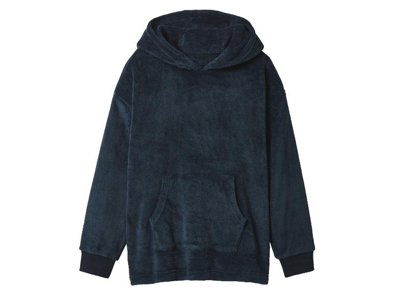 Donkerblauwe pluizige hoodie