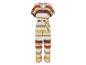 Een gestreept jumpsuit met korte mouwen.