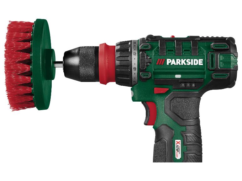 Parkside boormachine met roterende borstel voor reiniging.